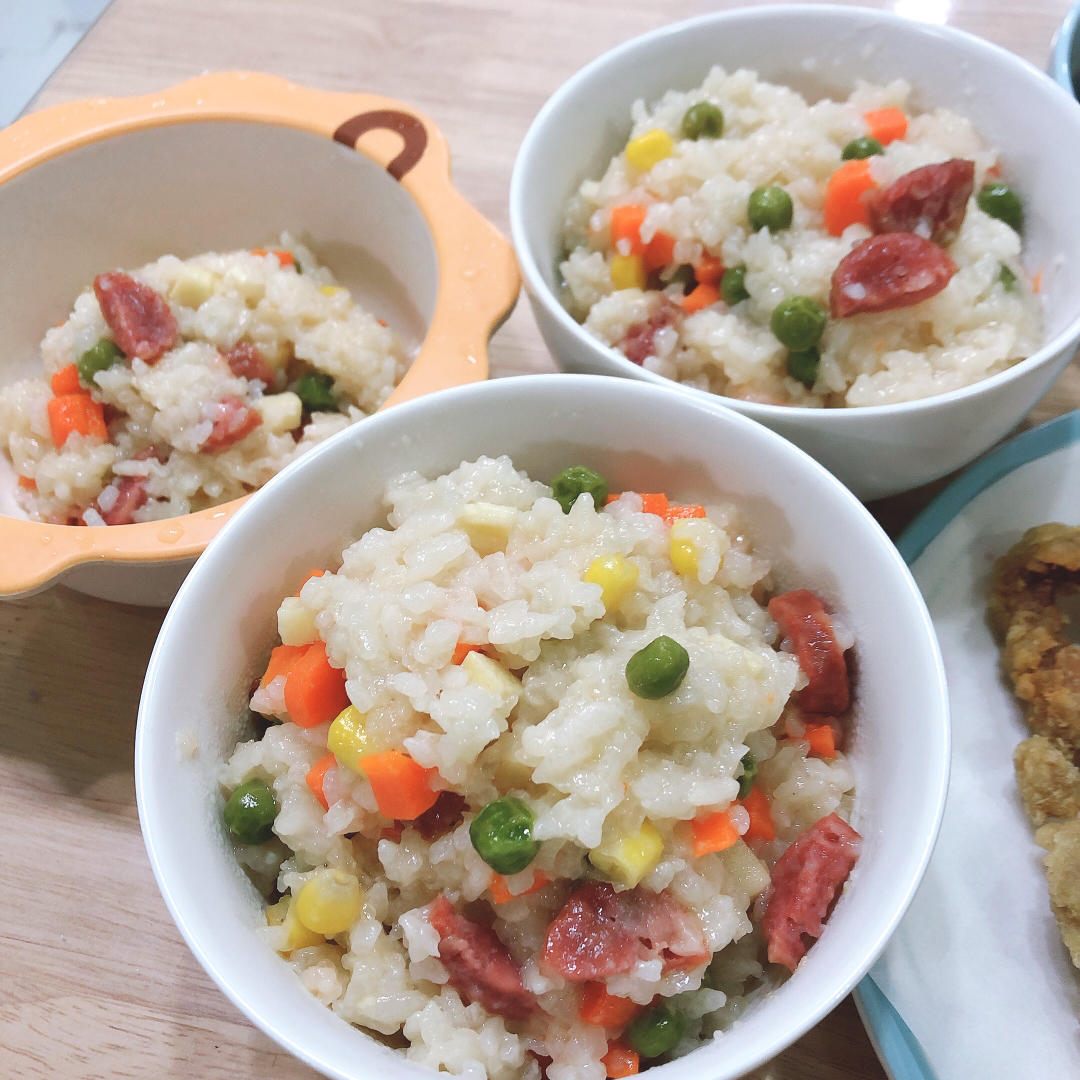 豌豆腊肠糯米饭（电饭锅版）
