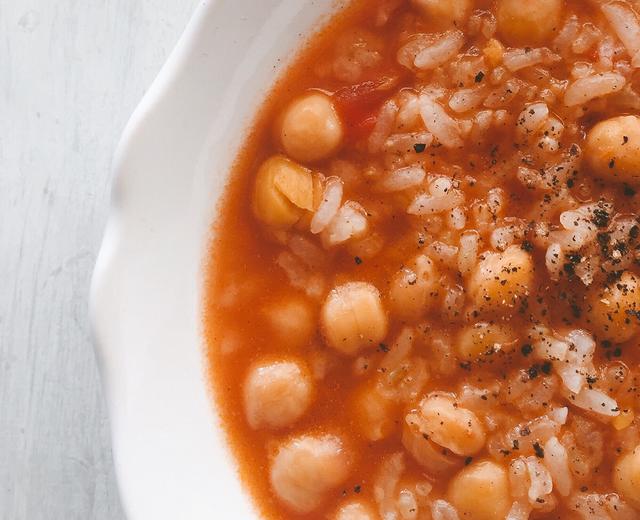 番茄鹰嘴豆炖糙米饭的做法