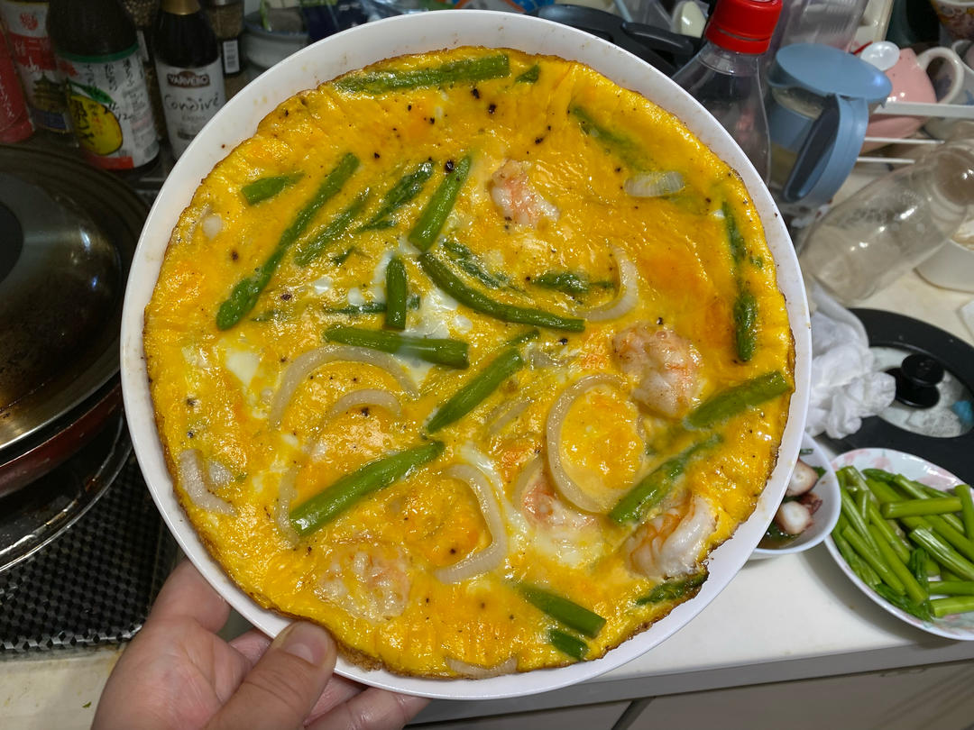 芦笋虾仁早餐蛋饼