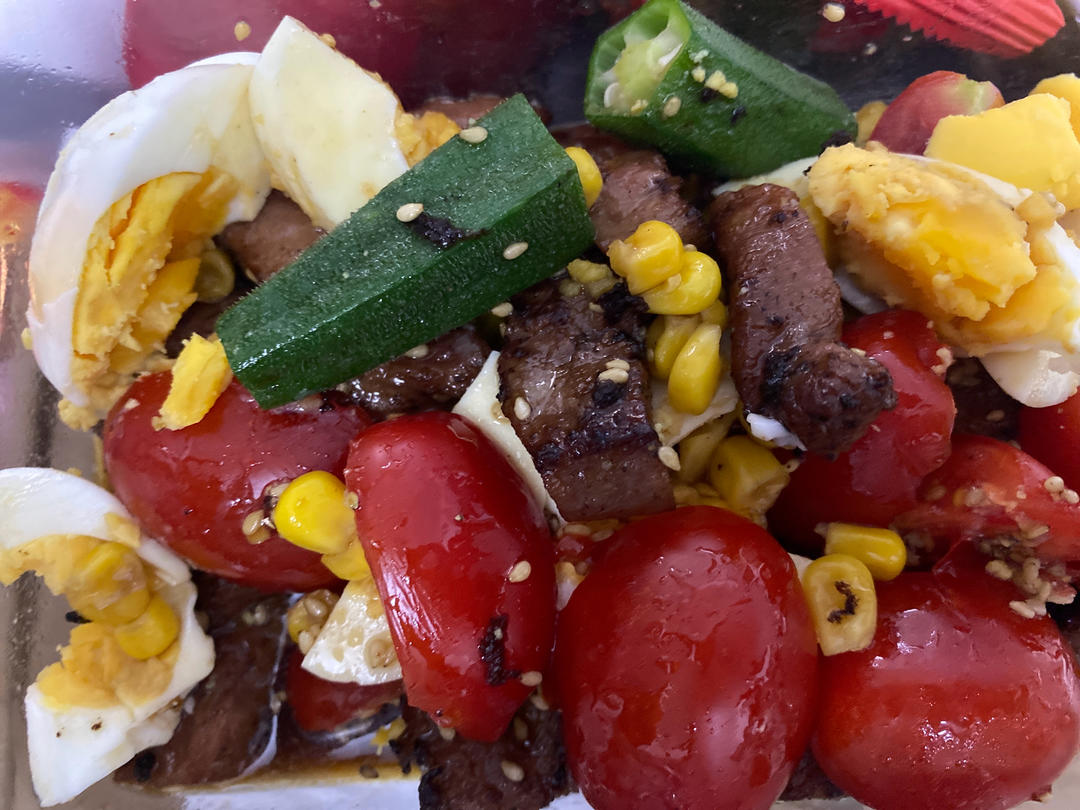 减脂餐|低卡饱腹牛排时蔬沙拉🥗好吃哭了