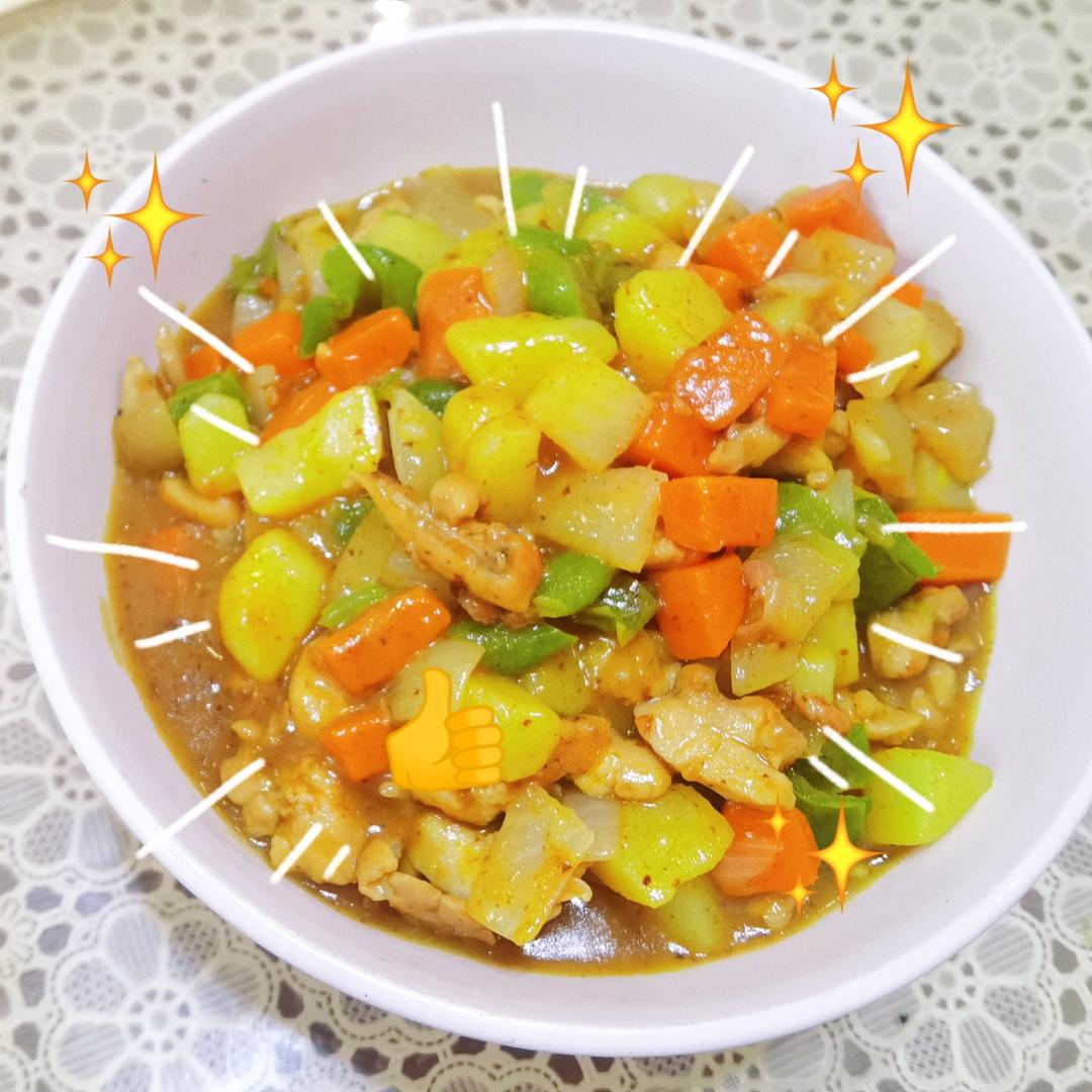 超浓郁的咖喱鸡肉盖饭‼️