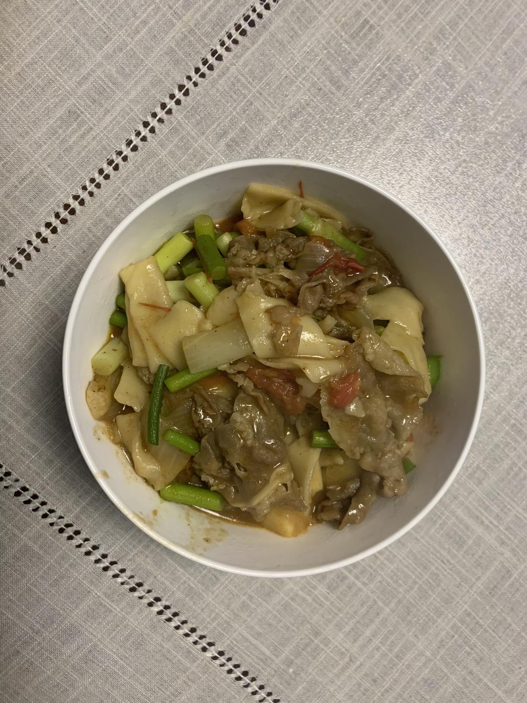 兰州牛肉炒面片(附面片做法）