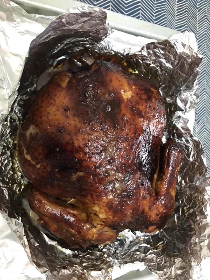 锡纸烤鸡（烤箱版）外酥里嫩肉美多汁（半只鸡）