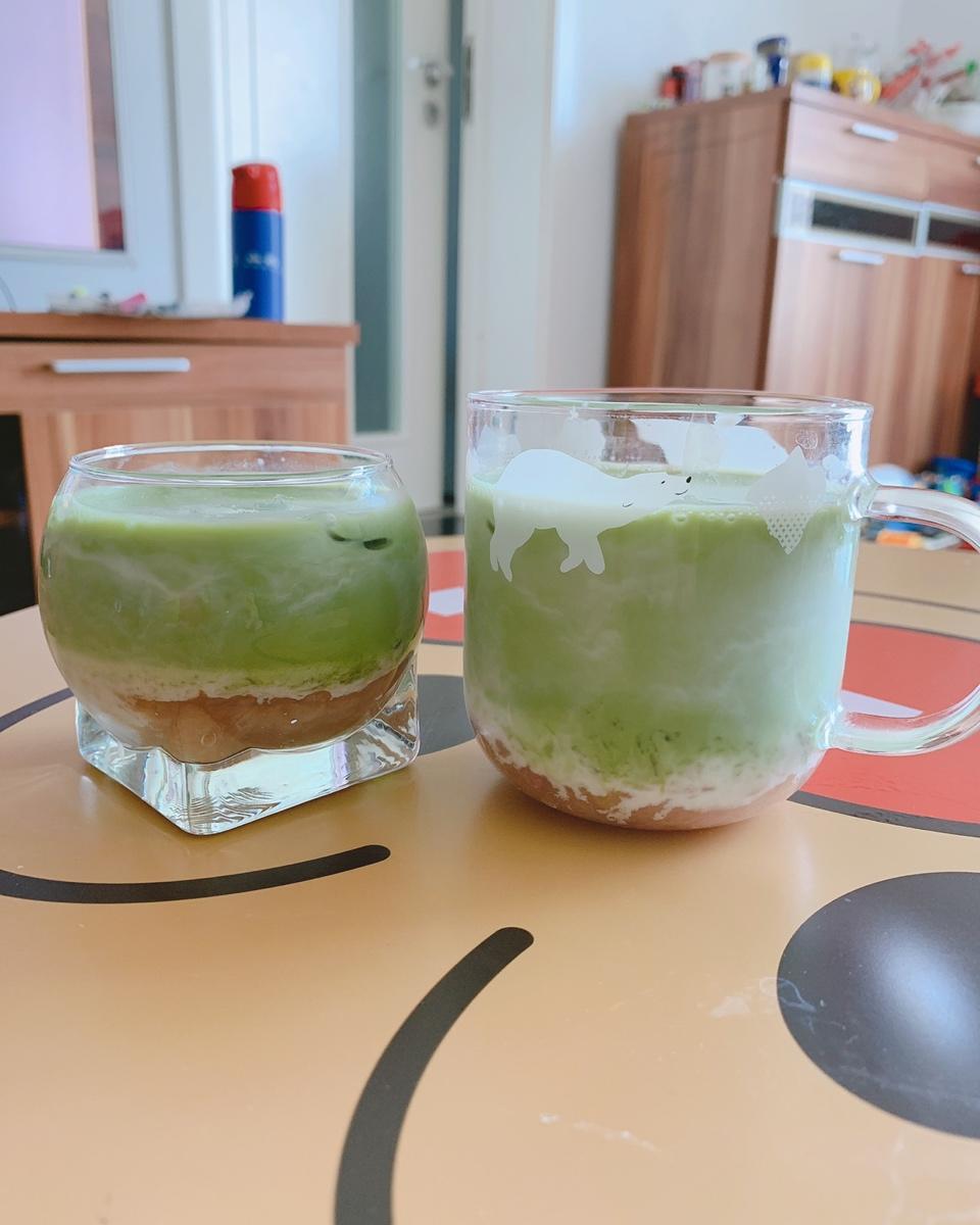 水蜜桃酱+蜜桃抹茶牛奶
