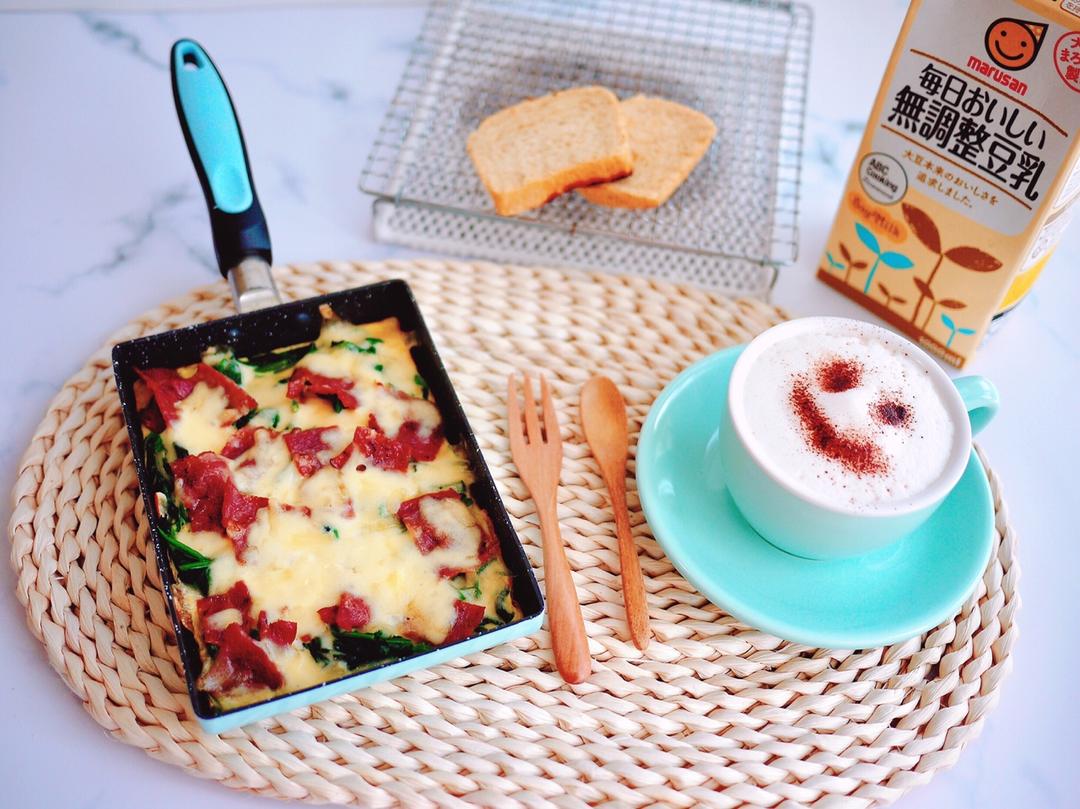 菠菜奶酪烘蛋 (无油快手早餐! )