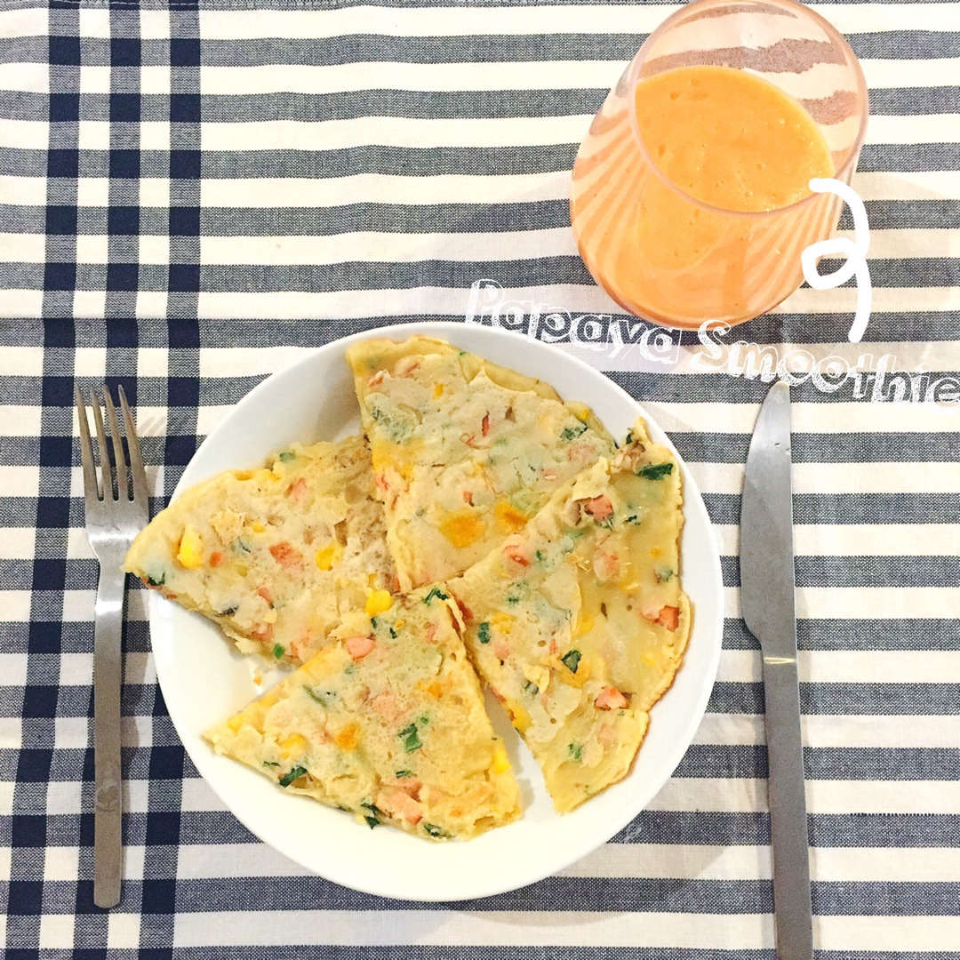 火腿肠葱花鸡蛋饼