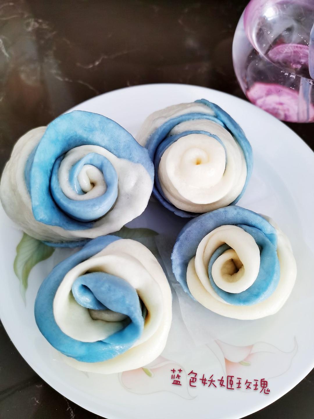 蓝色妖姬双色花卷