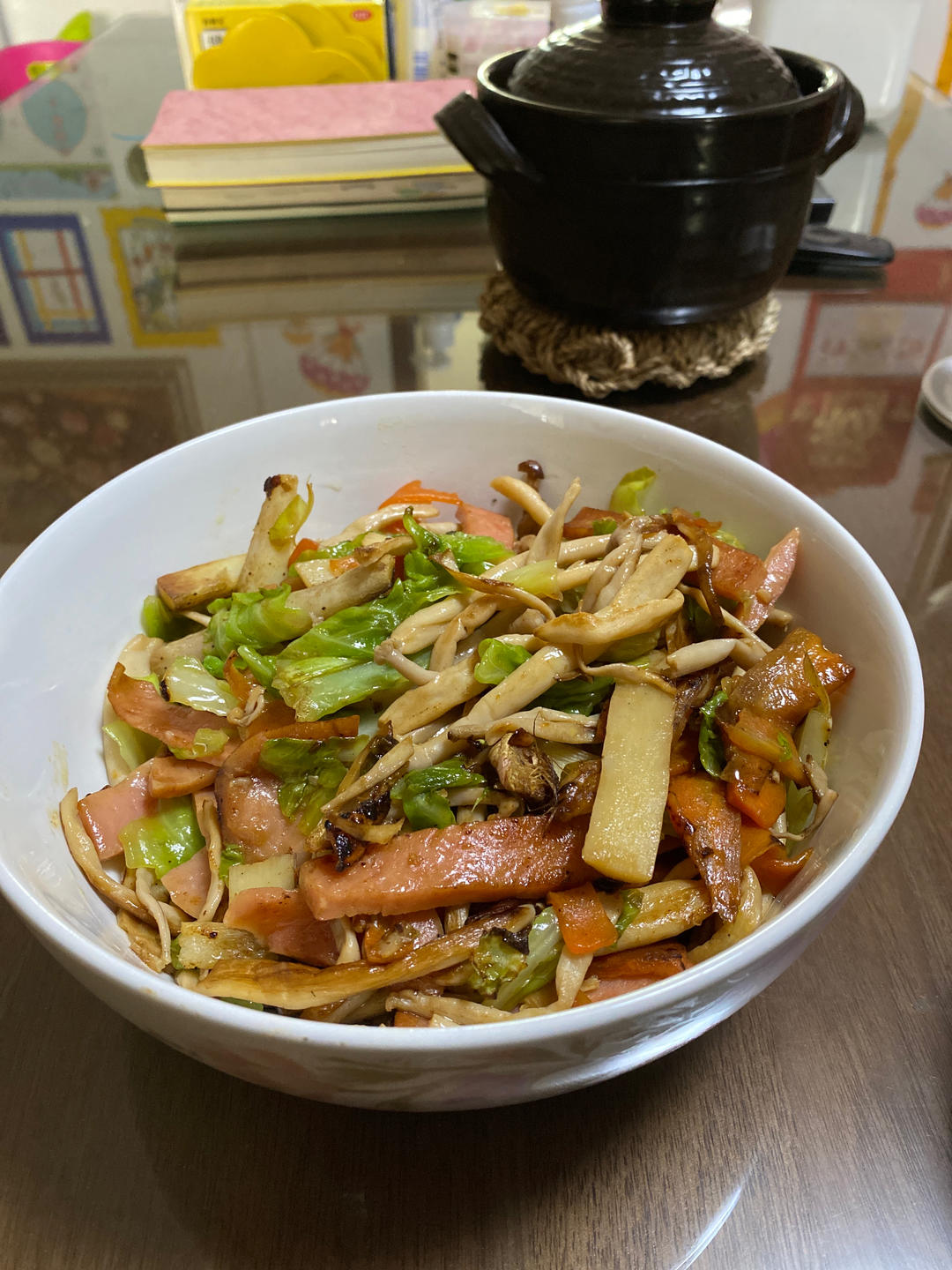 光盘神器海鲜菇炒青椒