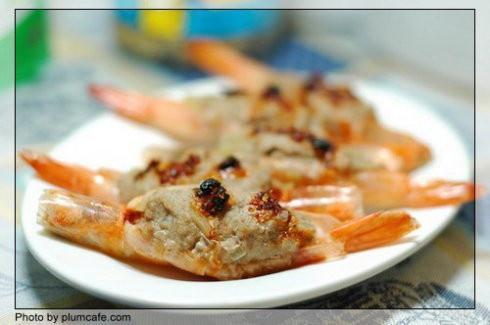肉糜酿虾的做法