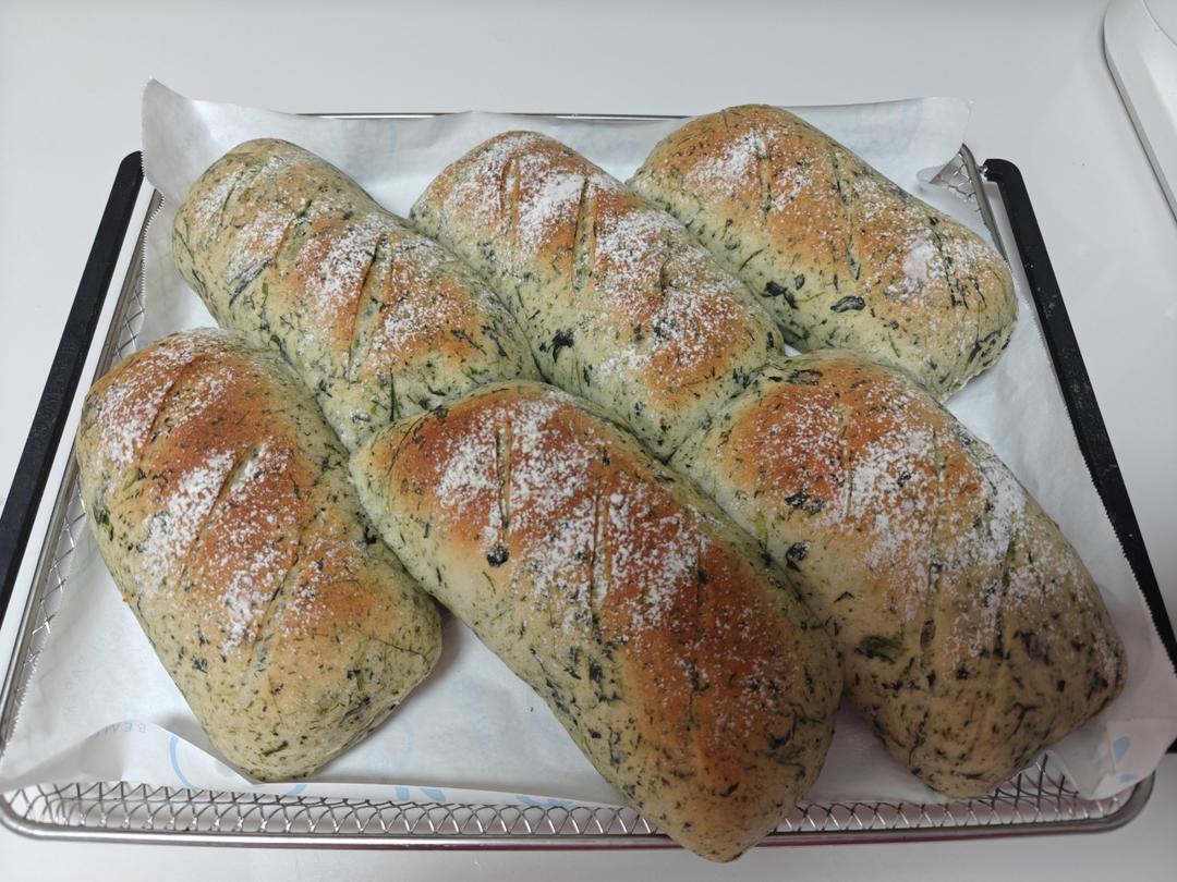 菠菜芝士咸面包（一次发酵）