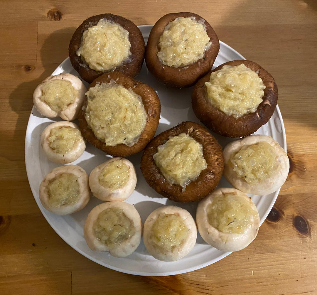 低脂低卡👉口蘑酿虾滑！