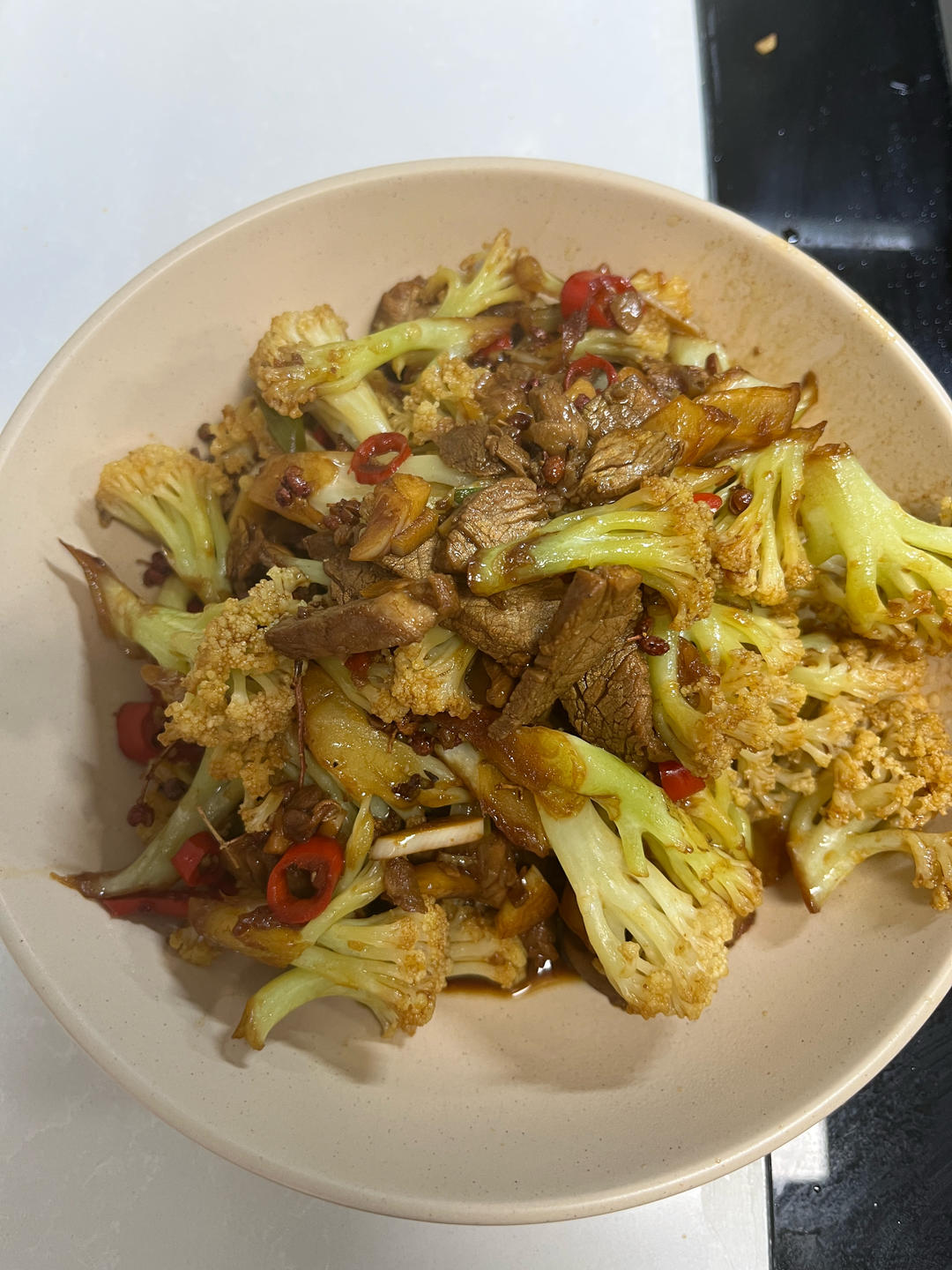 干煸菜花（花菜炒肉）