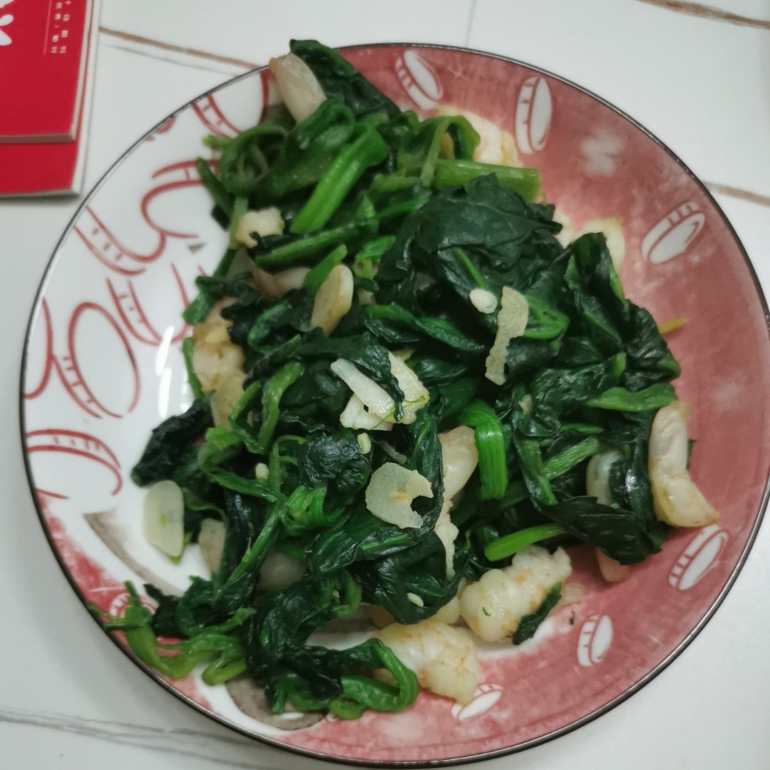 菠菜炒虾仁