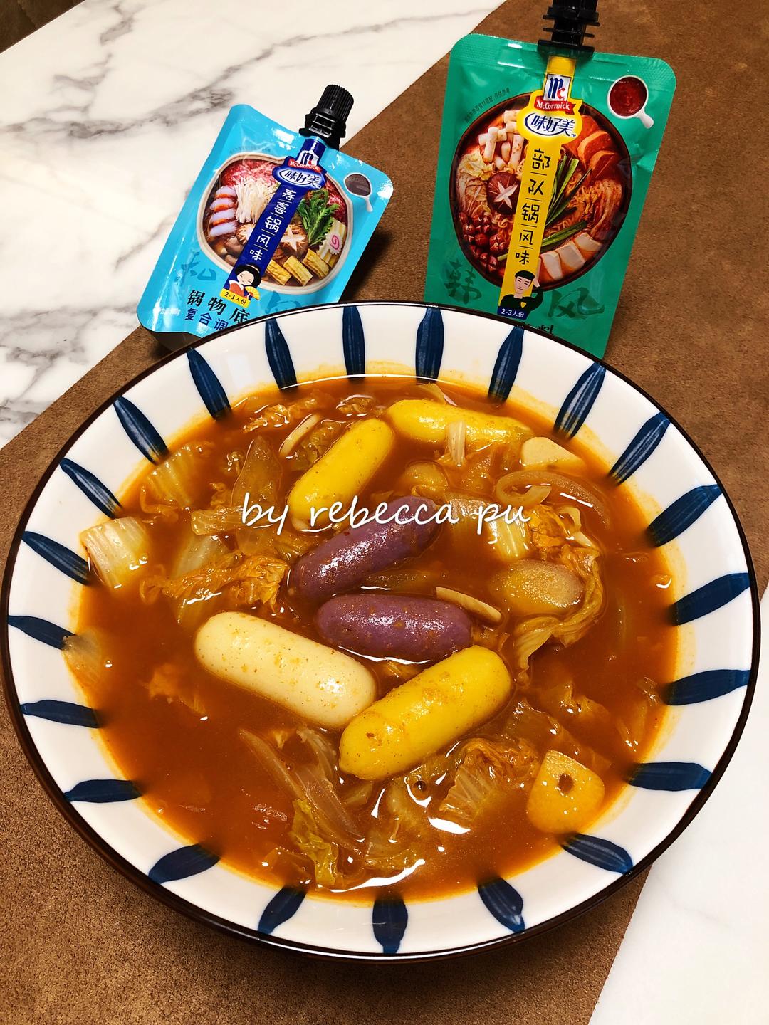 快手韩式白菜芝士年糕的做法