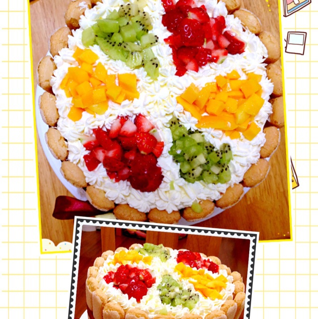 鲜奶双拼水果蛋糕