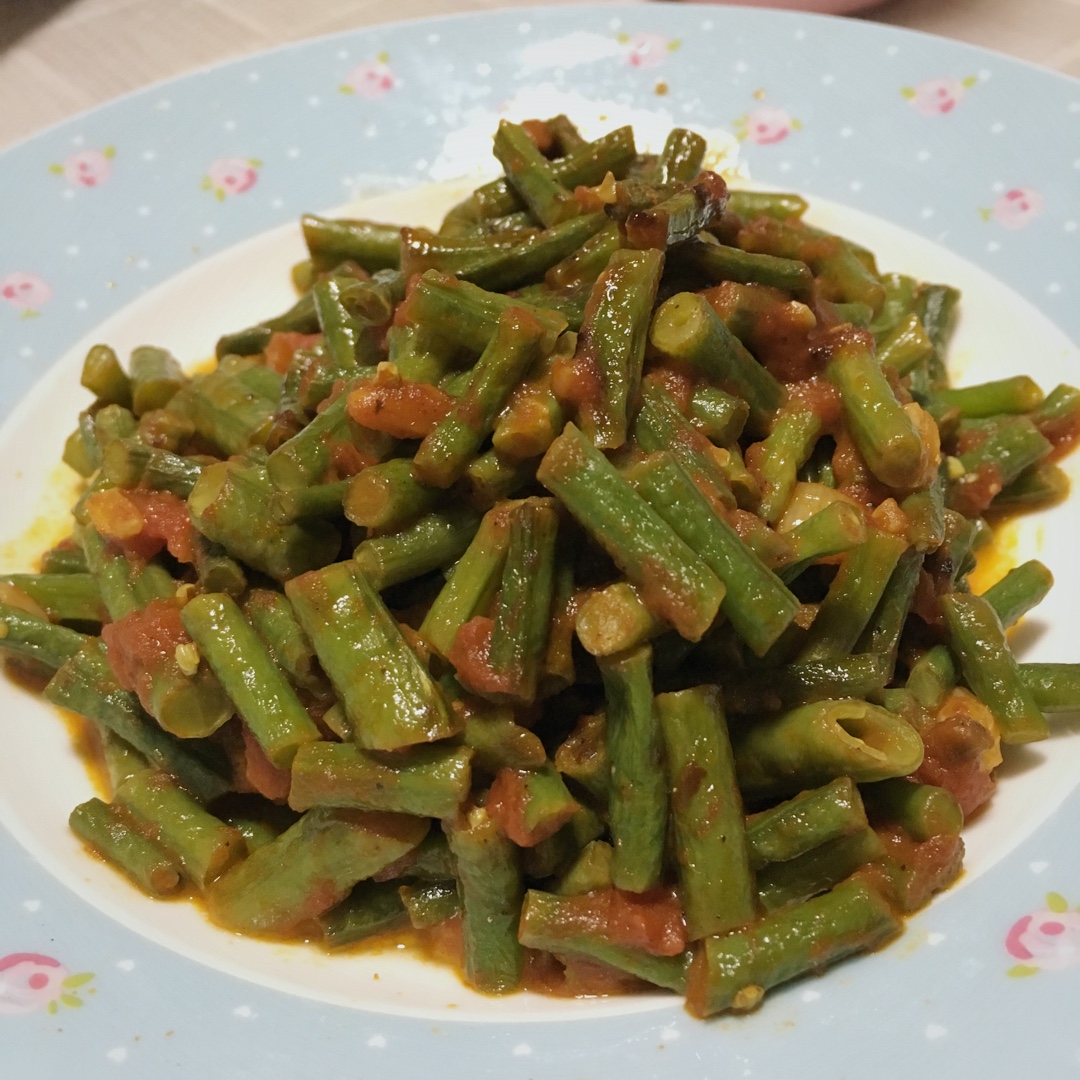 西红柿炒长豆角