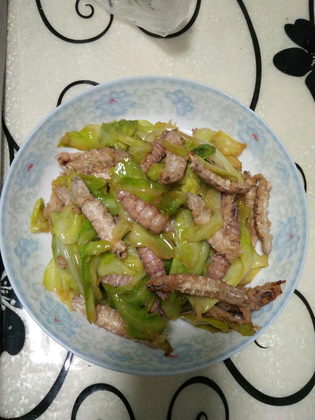 虾爬肉炒大头菜的做法