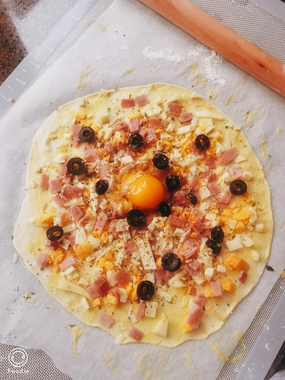 Flammkuchen火焰薄饼 德式薄底披萨 超级简单快手 经典洋葱火腿味