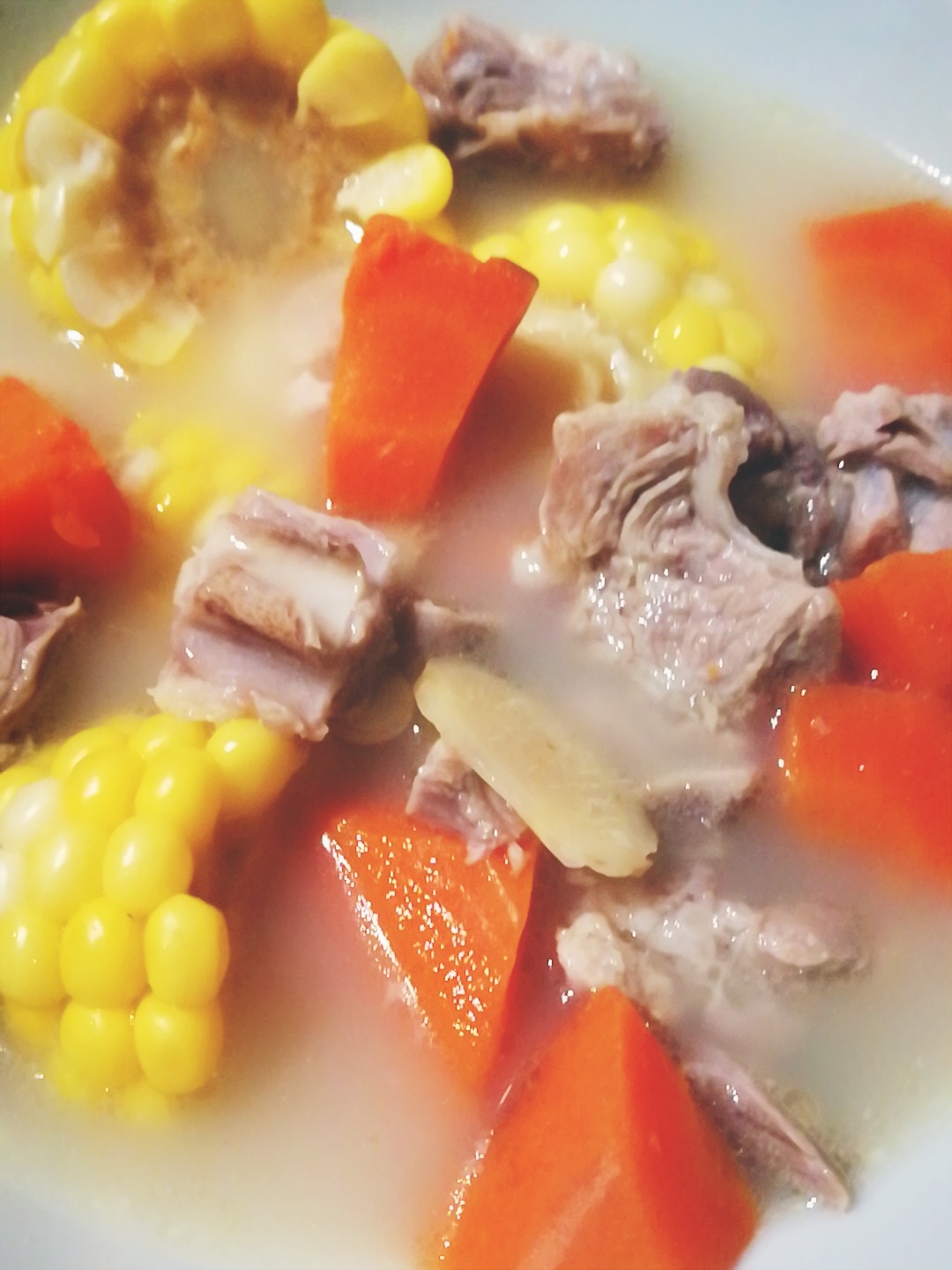 夏日清甜排骨玉米胡萝卜奶白汤的做法