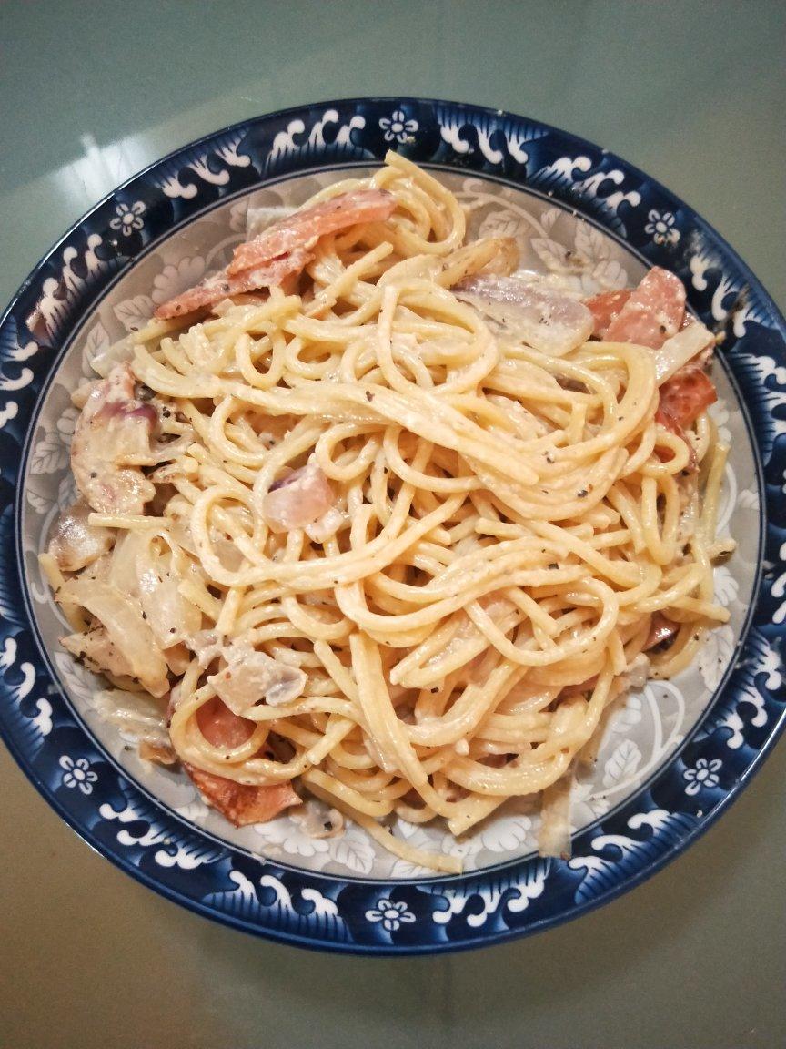 低卡伪白酱奶油培根蘑菇意大利面｜#Healthymeals# 减脂必撸02