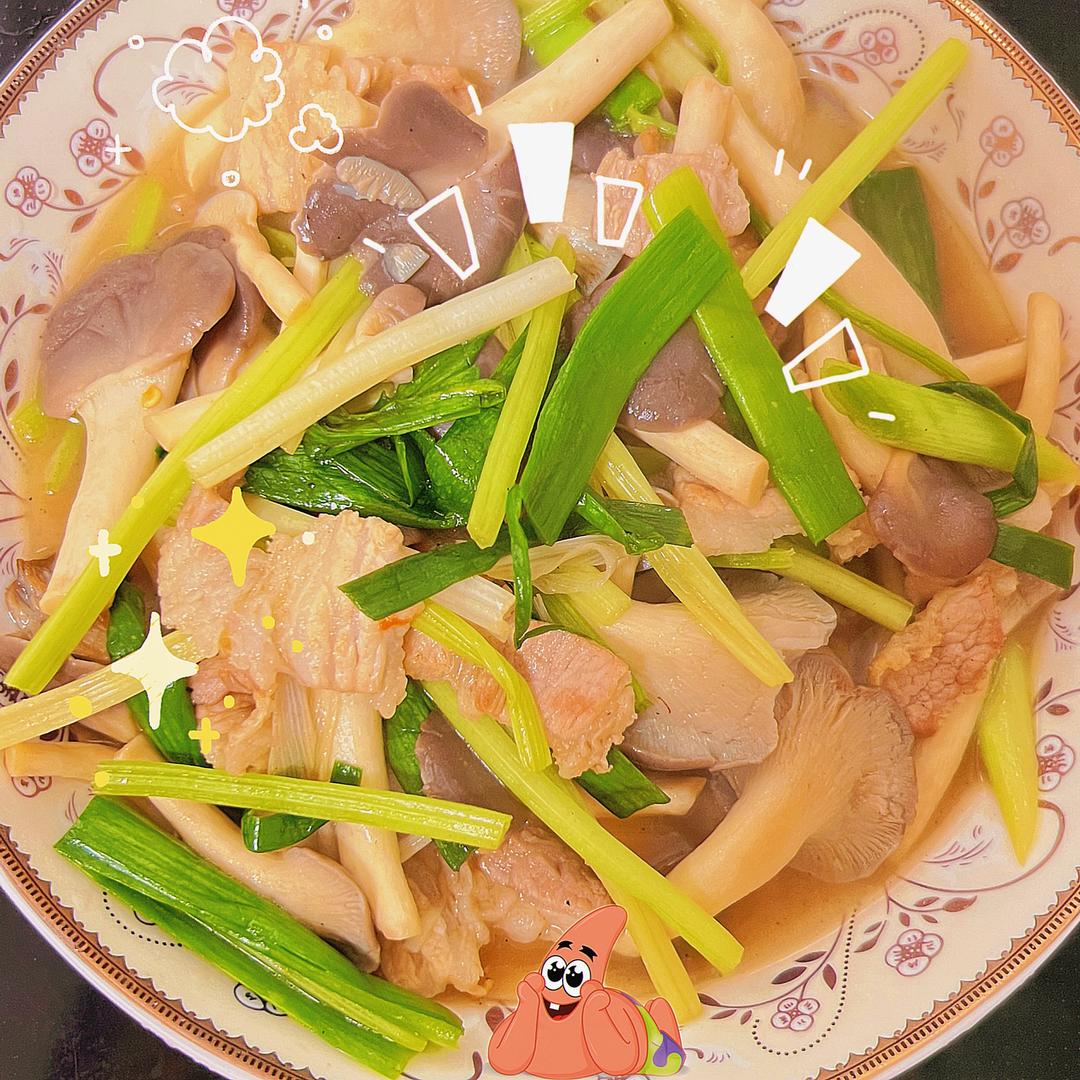 【学做100道菜】3凤尾菇炒肉片