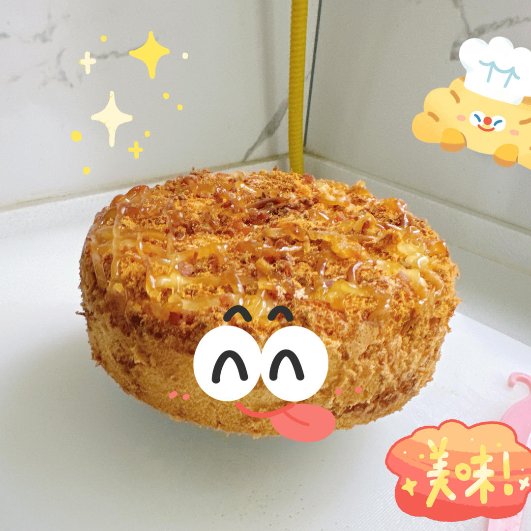 爆浆葱花火腿肉松蛋糕
