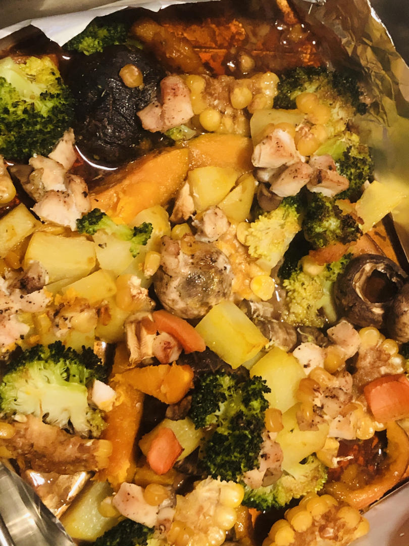 简单到怀疑人生的烤箱料理【烤时蔬🍋脆皮鸡色拉】