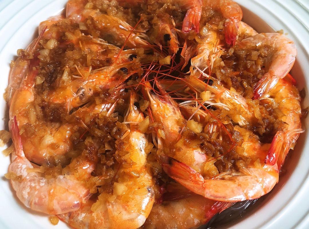 虾最美味的吃法必须是这个——蒜蓉蒸虾（多动图，孔瑶的食谱）