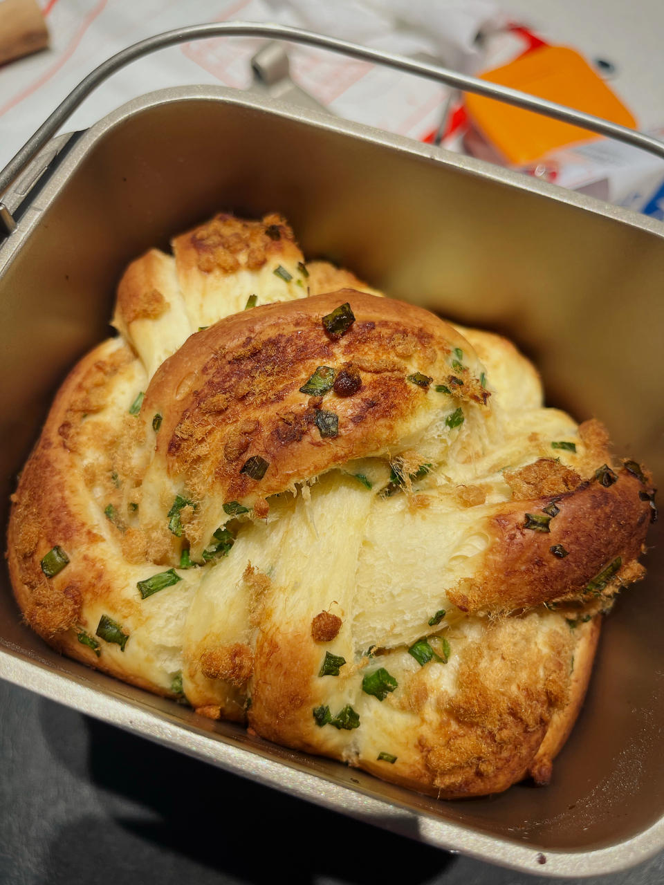 面包机做香葱肉松吐司