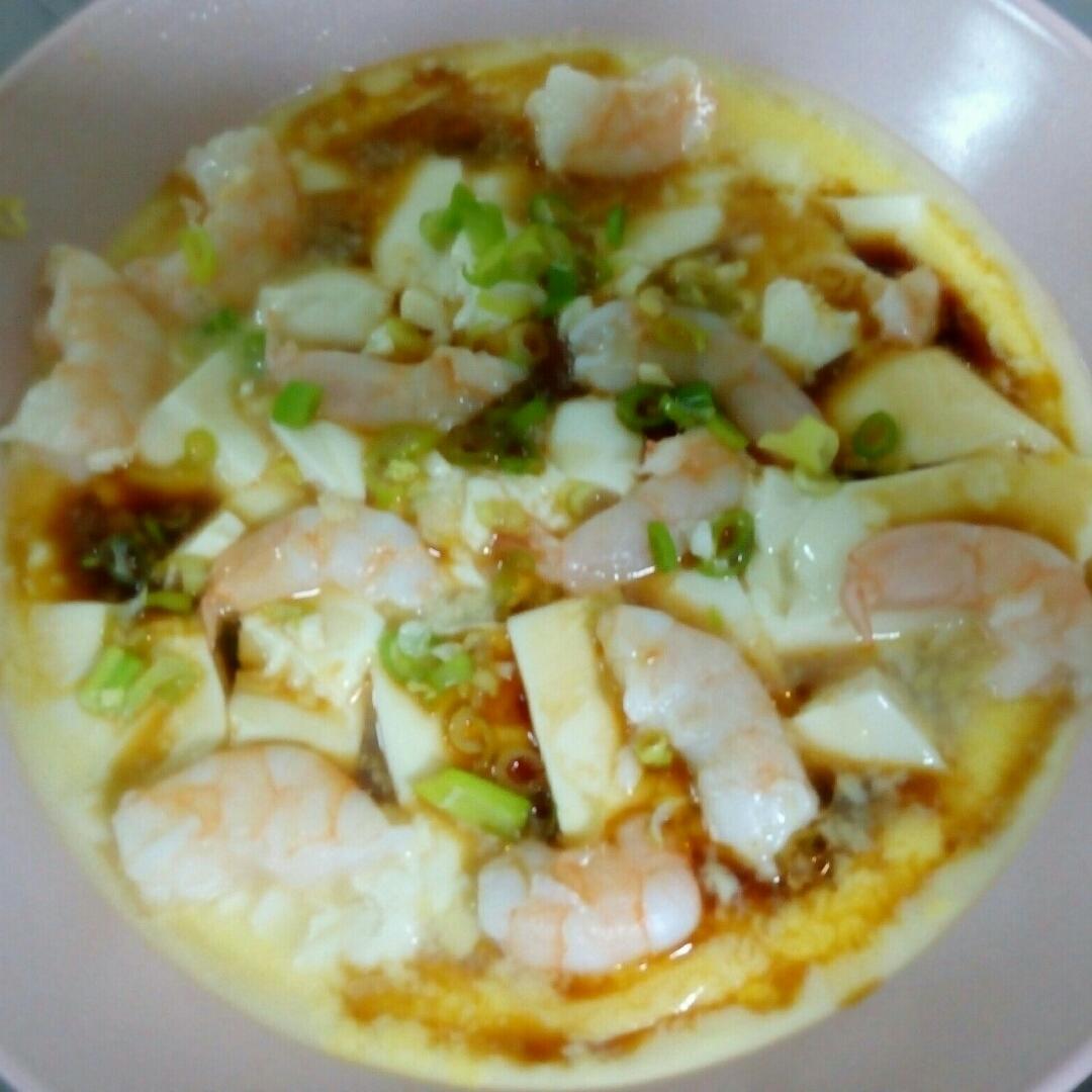 虾仁豆腐蒸水蛋