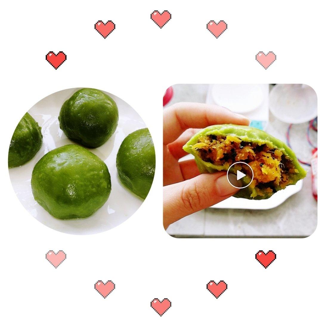 网红青团～～咸蛋黄肉松青团