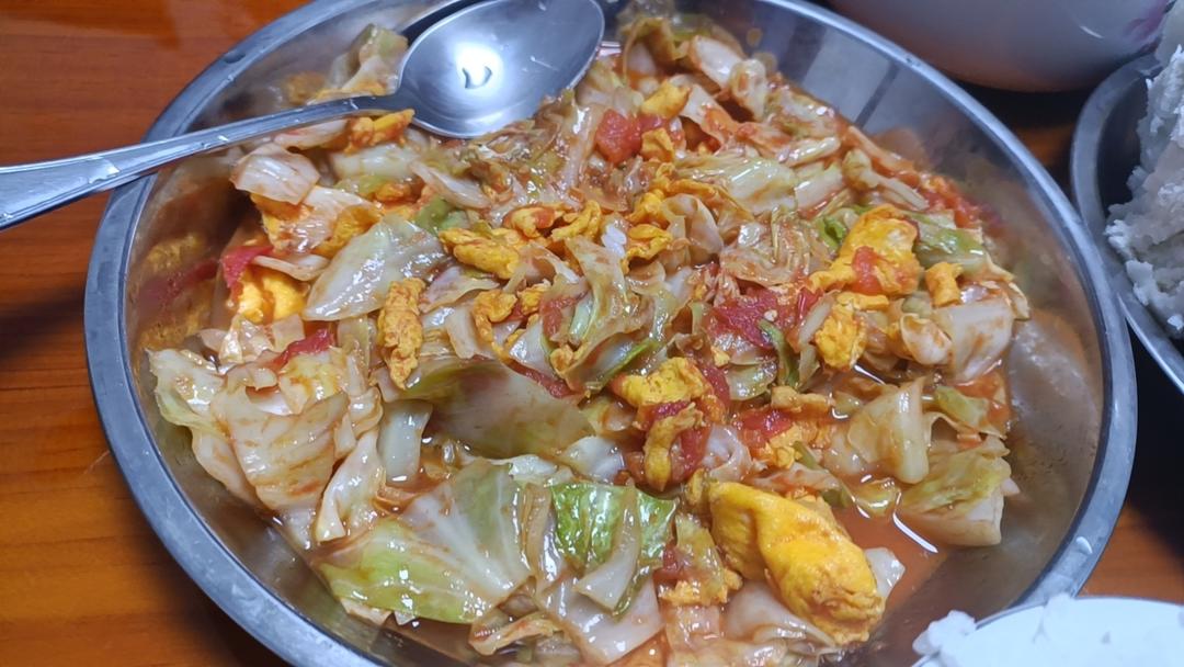西红柿鸡蛋圆白菜