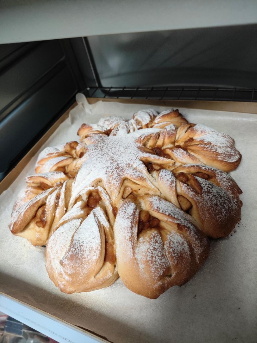 一次发酵就非常好吃的肉桂红糖苹果馅雪花面包