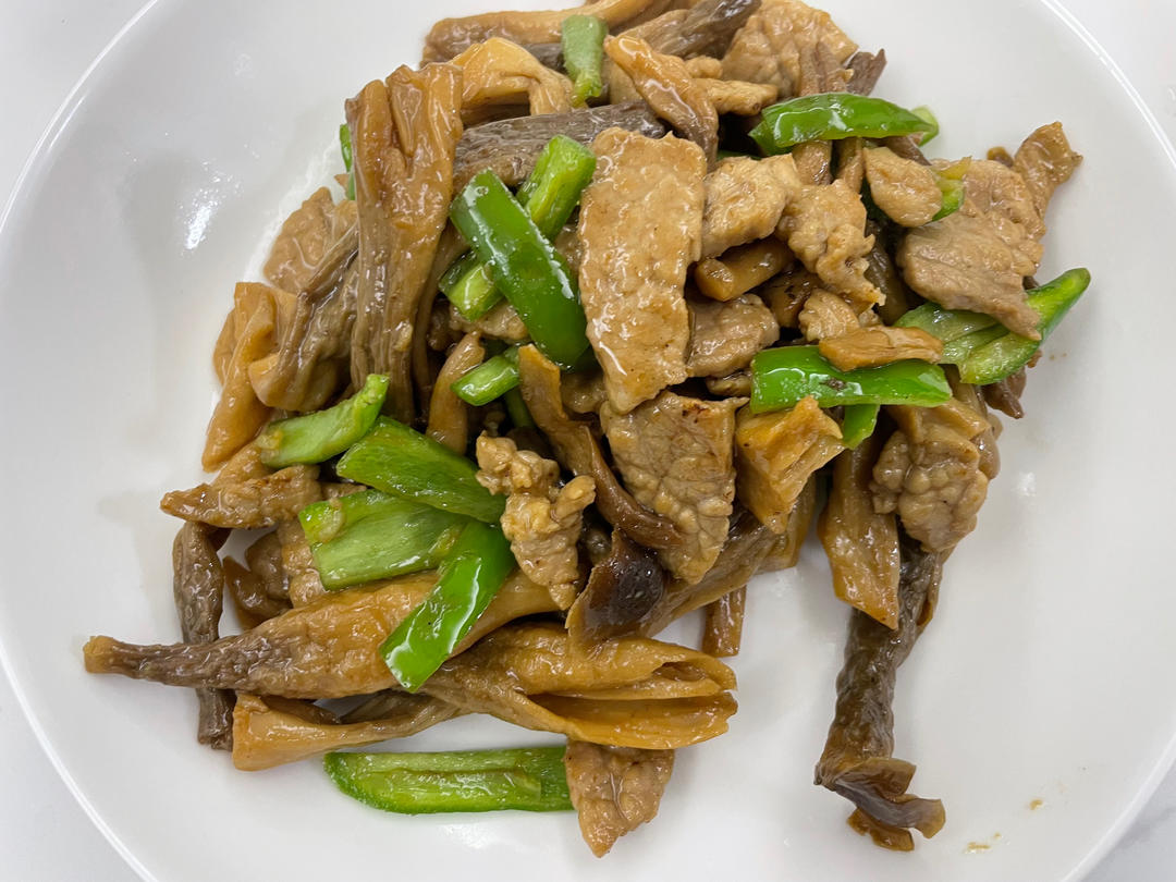 超好吃的快手菜爆炒鹿茸菇，搭配肉丝青椒超下饭