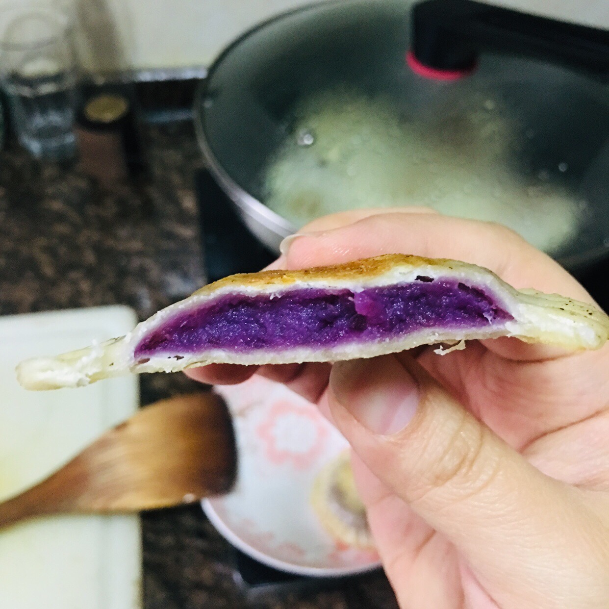 低卡 紫薯煎饼【饺子皮版】的做法