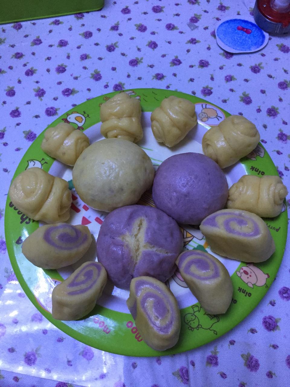 南瓜紫薯花样馒头