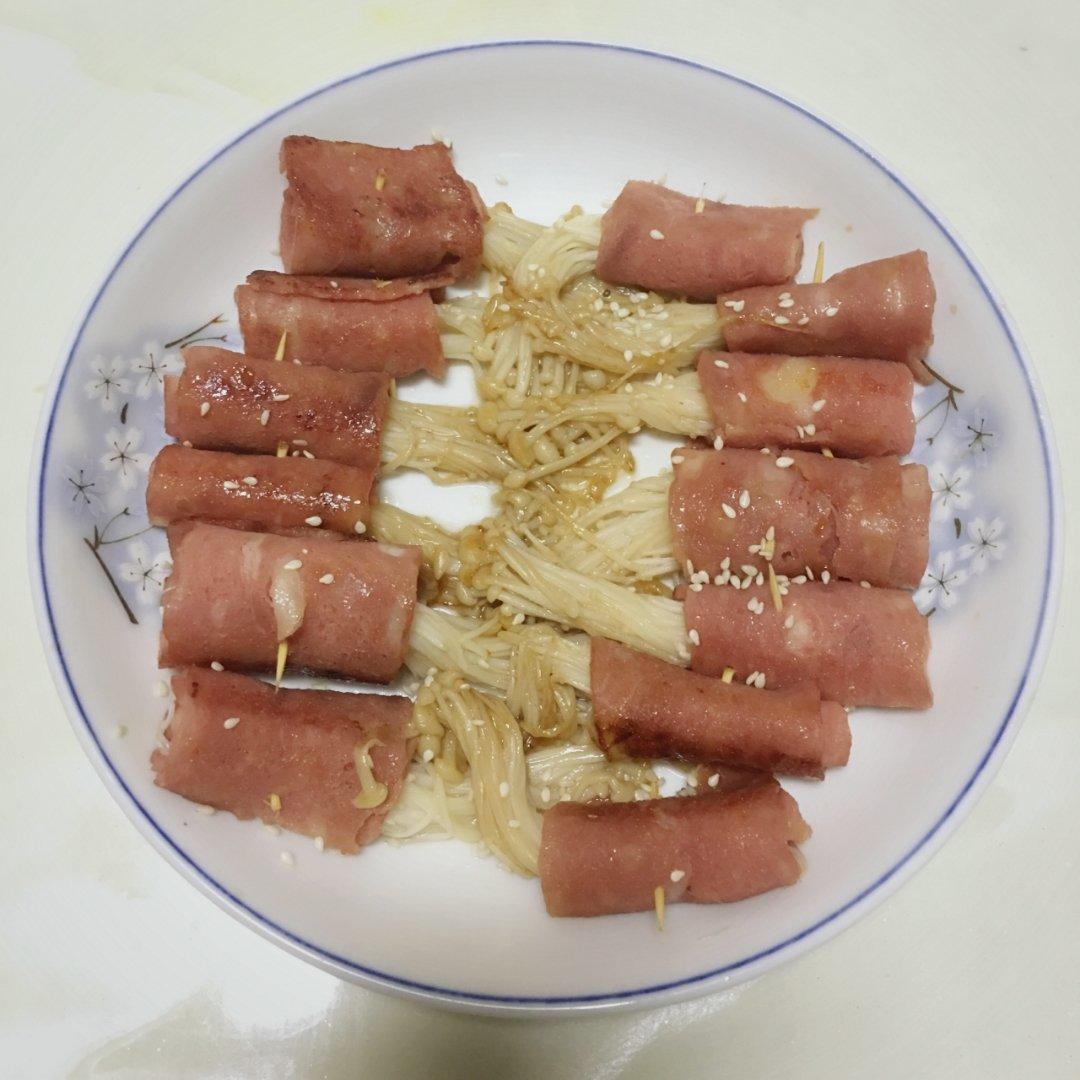 香煎培根金针菇卷