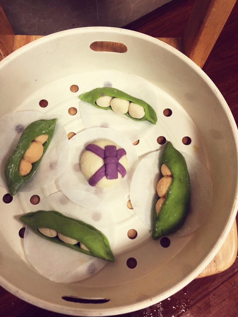 奥田集成灶美食烹饪教程——菠菜汁豌豆馒头