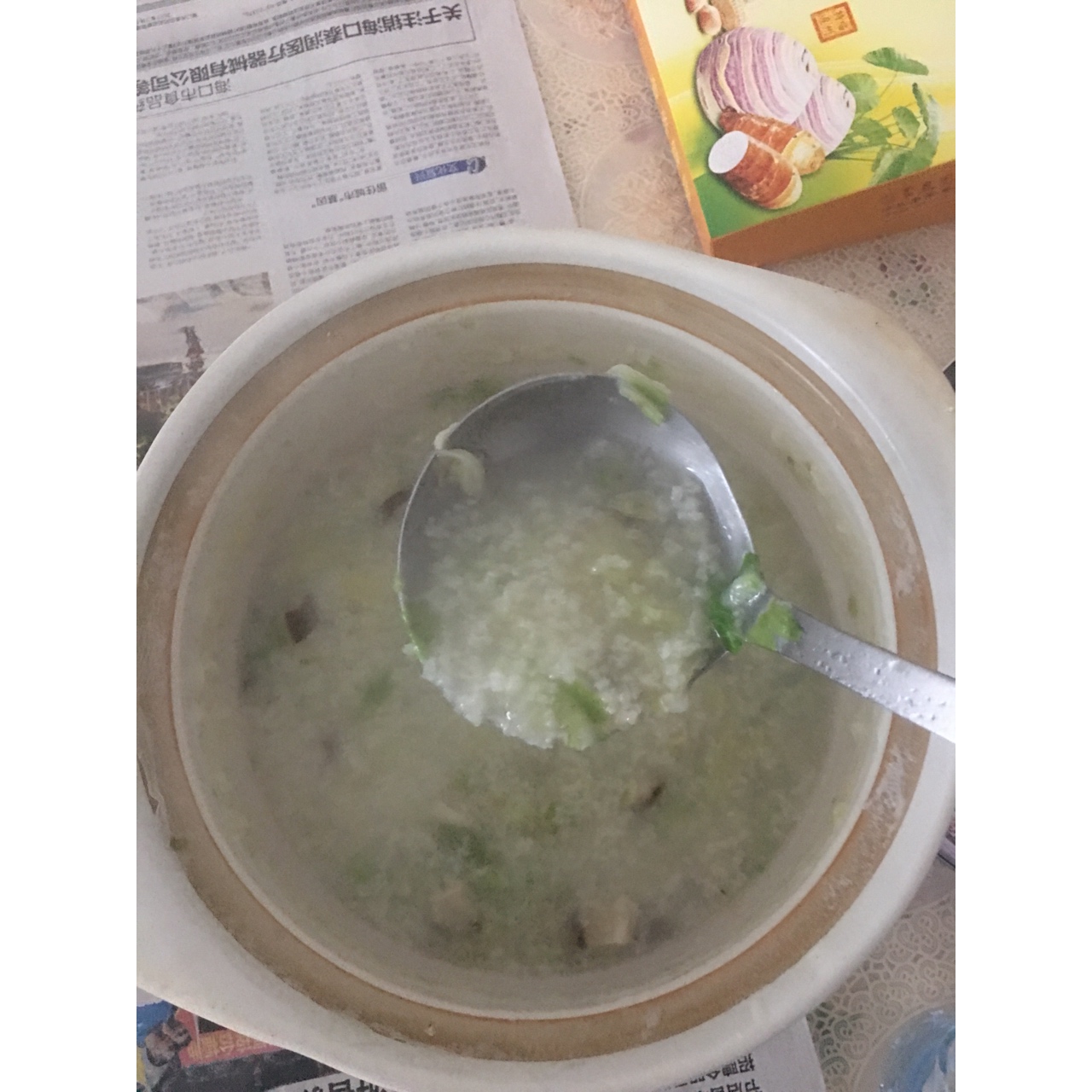 砂锅青菜香菇粥