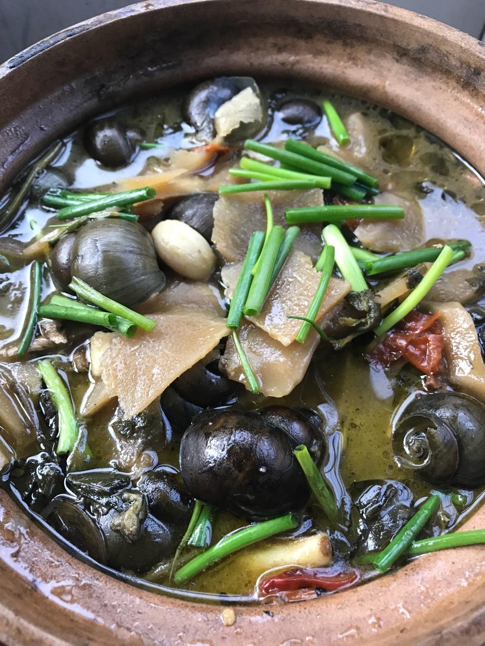 yuan靓做的酸笋田螺煲