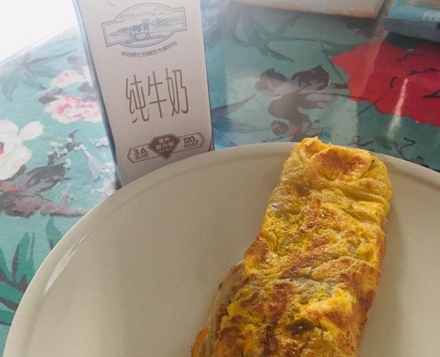 减肥一人食第18日~5分钟超快早餐制作鸡蛋煎蛋饼,适合懒人和上班族。的做法