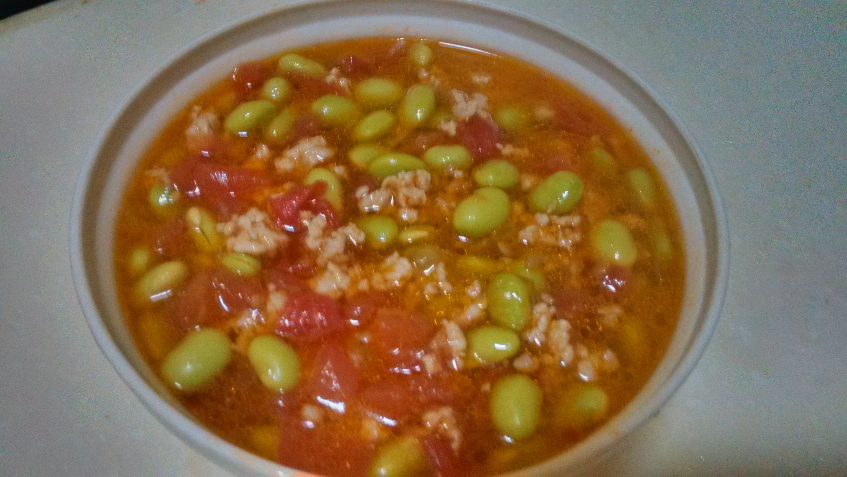 肉末番茄烧毛豆