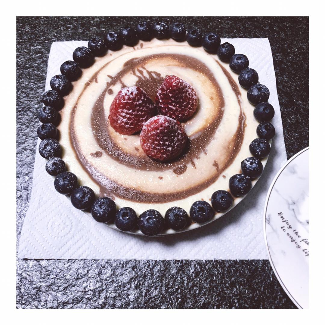 大理石纹酸奶慕斯蛋糕（免烤）