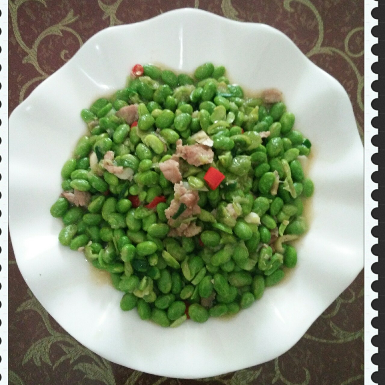 肉末番茄烧毛豆
