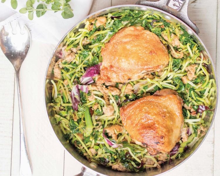 keto  CHICKEN
with Sausage and Greens