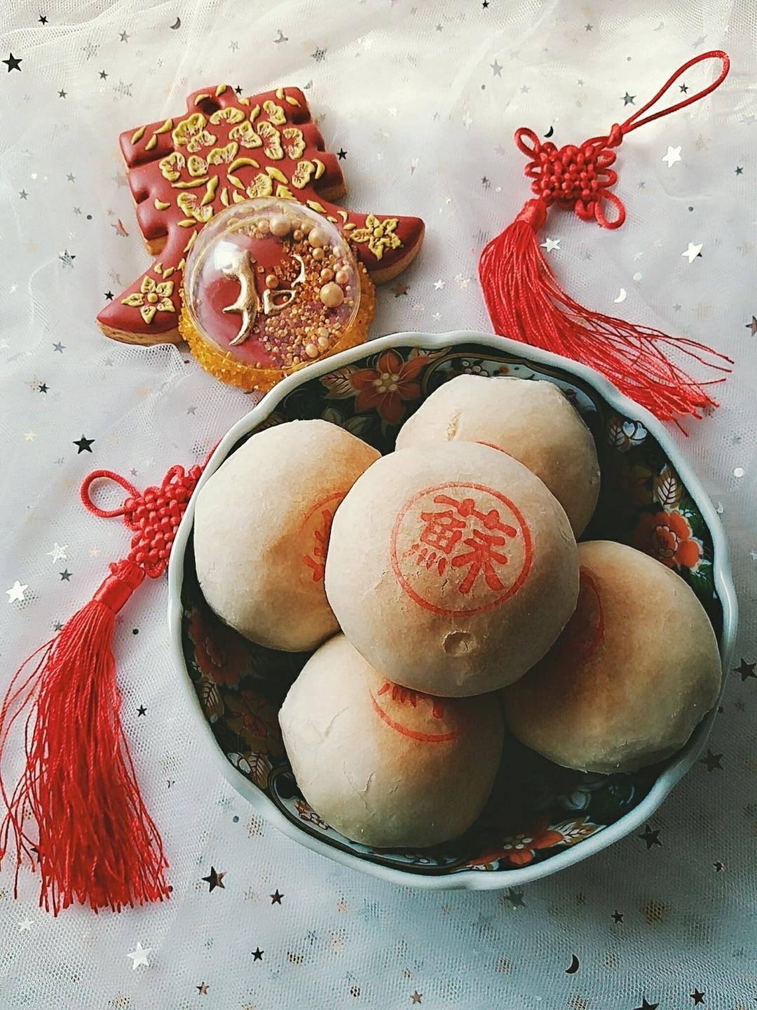 金沙板栗麻薯肉松酥皮月饼（霸王酥）