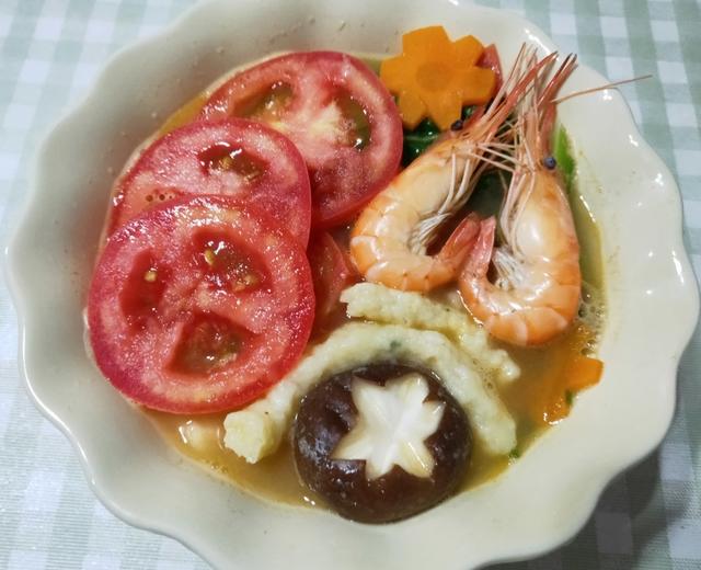 鲜虾面疙瘩汤
