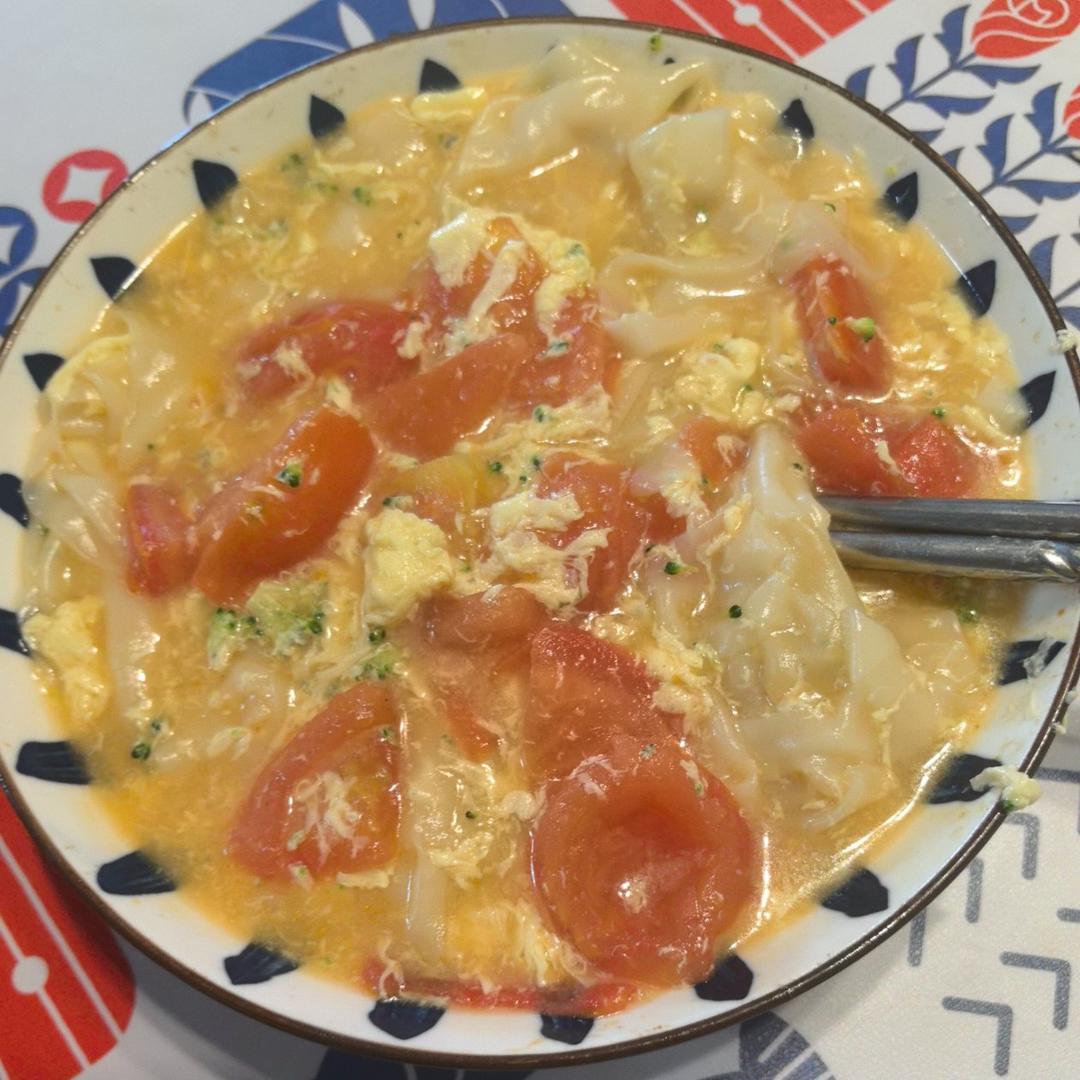 番茄饺子面皮汤（一人食有手就会版）
