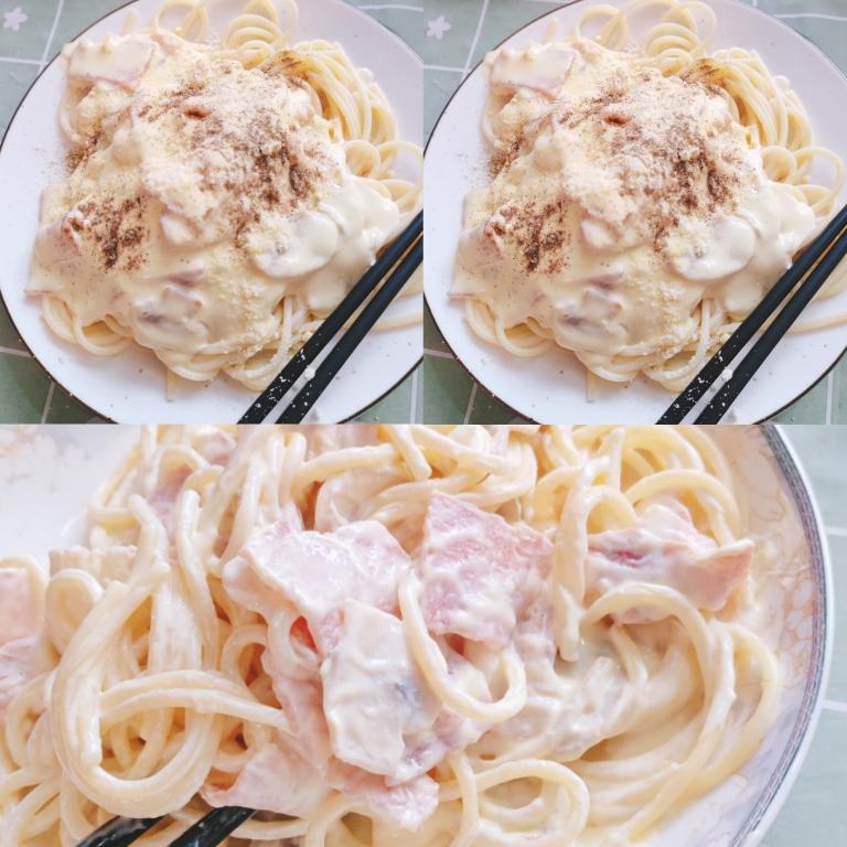 白蘑菇奶油培根意面