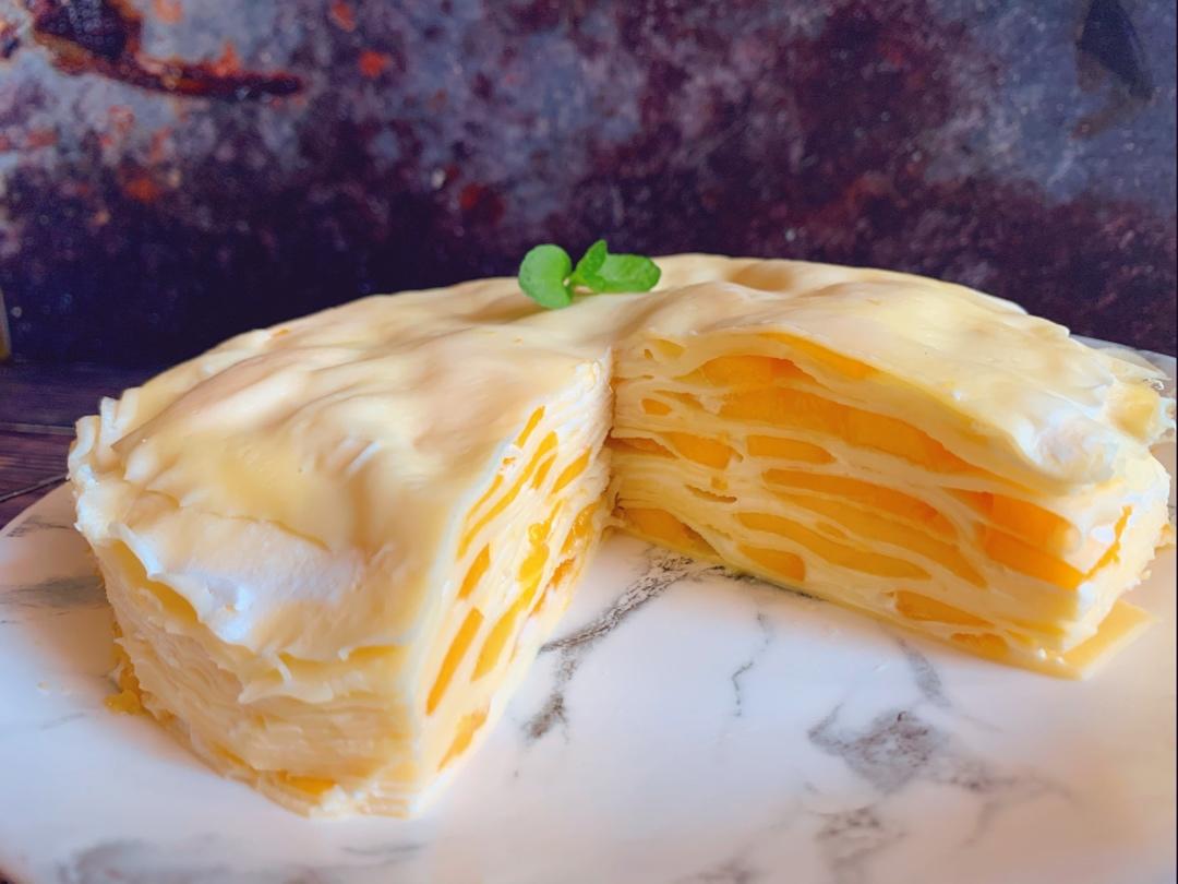 家庭简易版😚健康美味😍“芒果千层酸奶蛋糕🍰”